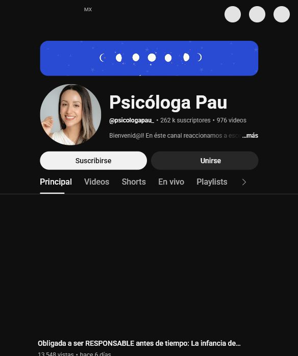 Captura del canal de YouTube de Psicóloga Pau